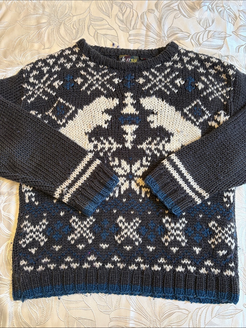 Vintage Club Room Wool Seeater Men's Polar Bear Chunky Hand Knit - LARGE